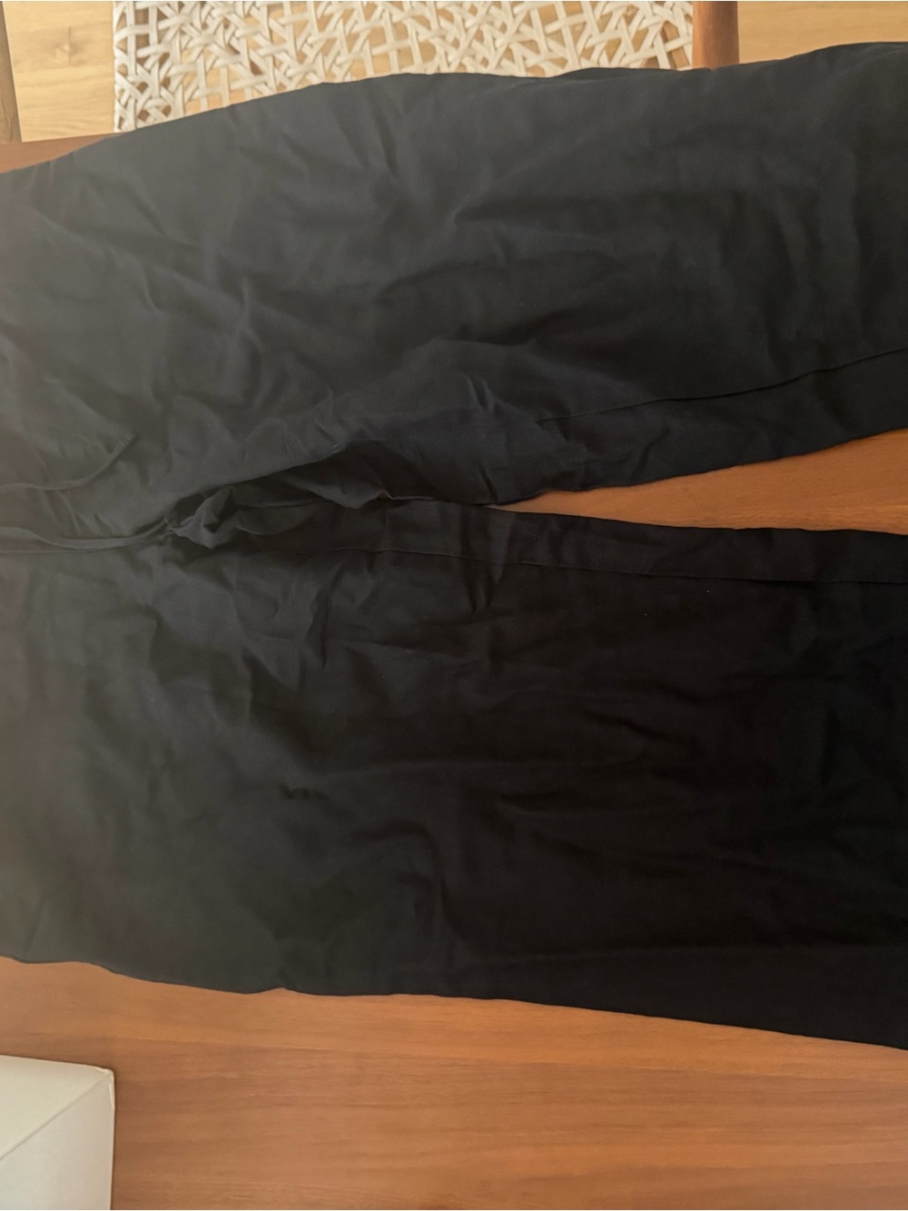 Women H&M Linen Medium Cropped Black Pants